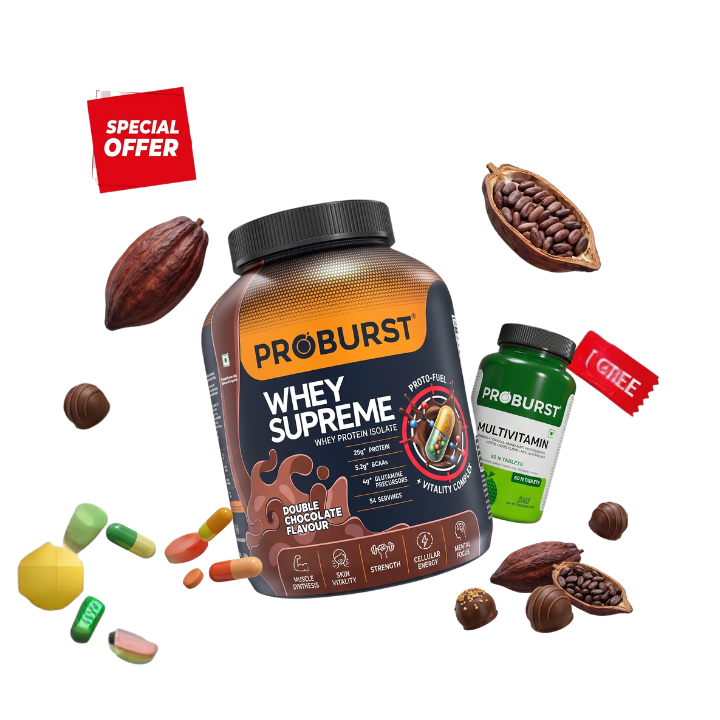 Special Offer: PROBURST Whey Supreme Double Chocolate Protein Powder + Free multivitamin capsule