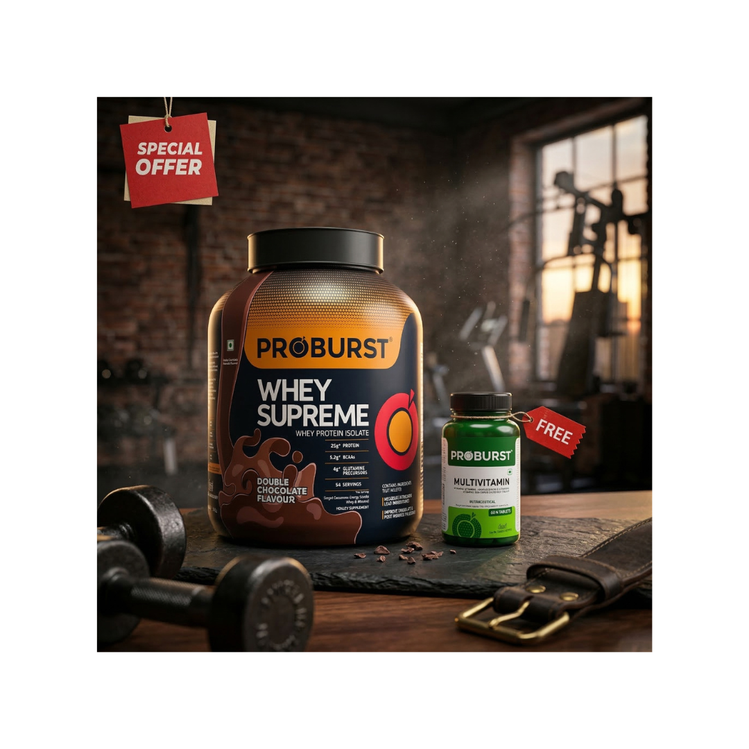 Special Offer: PROBURST Whey Supreme Double Chocolate Protein Powder + Free multivitamin capsule