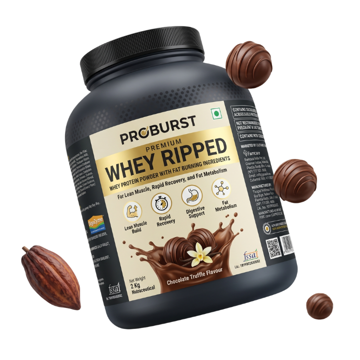 PROBURST Whey Ripped Fat Loss Protein Powder, 2kg + Gym Vest Free