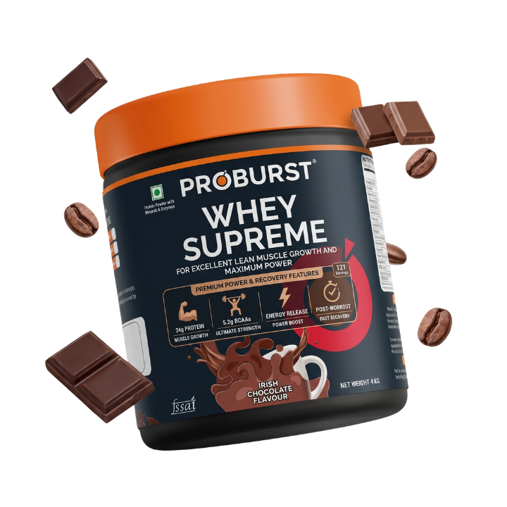 PROBURST Whey Supreme Protein Powder, Irish chocolate flavour 4kg + Gym Vest Free