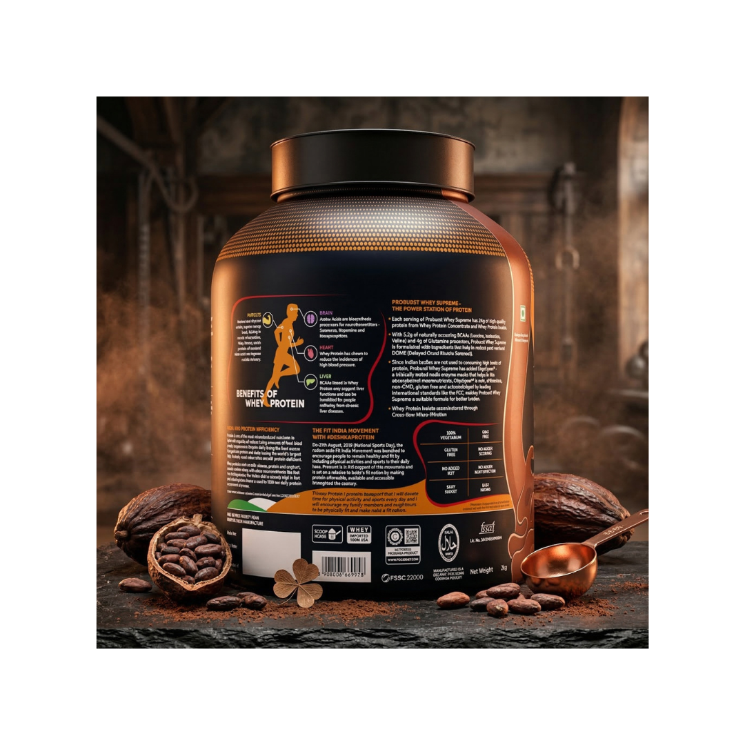 PROBURST Whey Supreme Protein, Irish Chocolate Flavour, 2 kg + Gym Vest Free