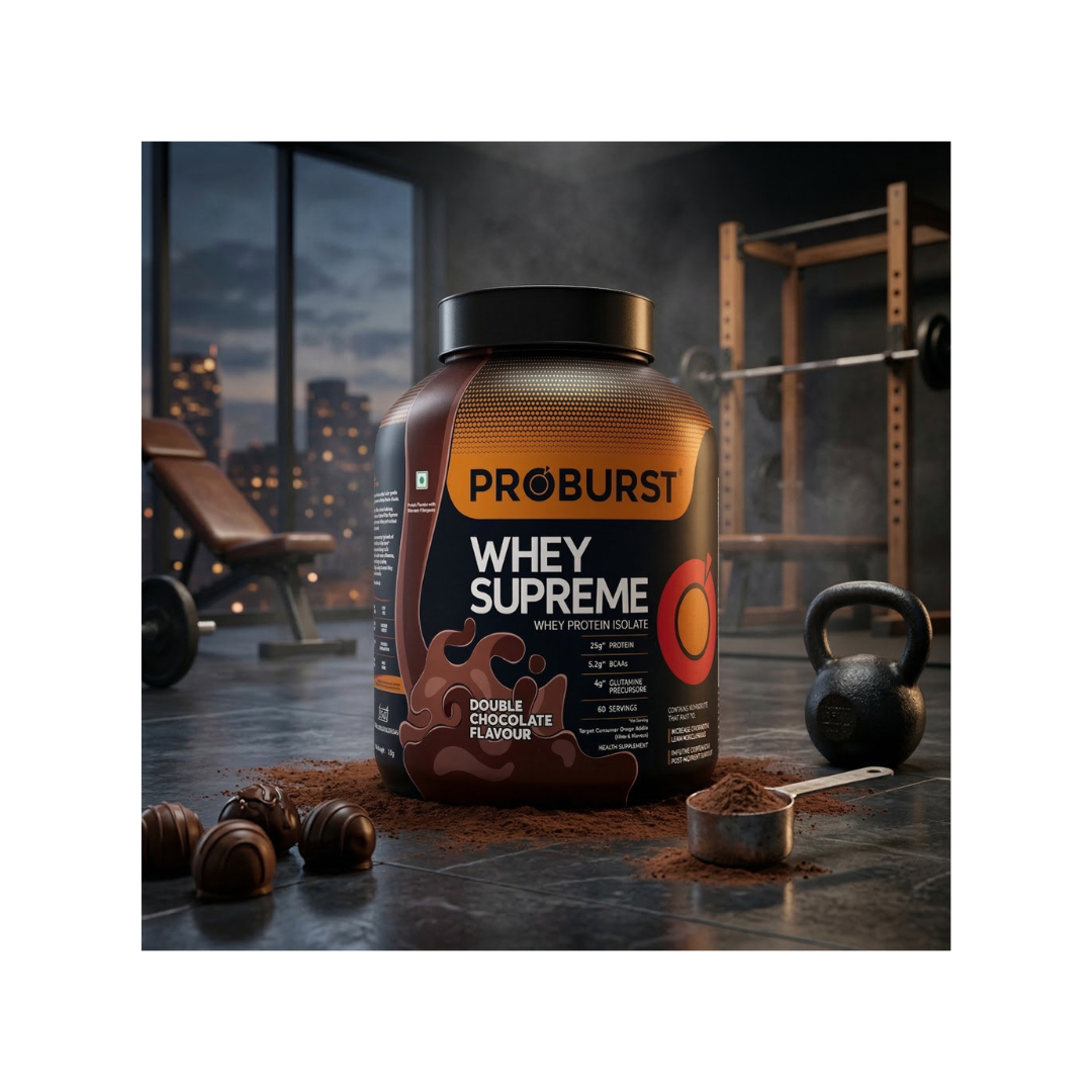 Proburst Whey Supreme Whey Protein Isolate Blend 2 Kg, Double Chocolate Flavour