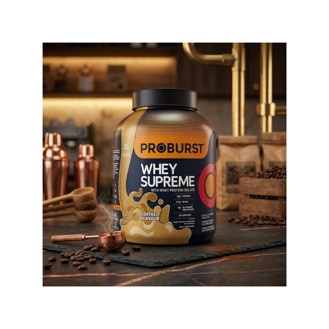 PROBURST Whey Supreme Protein, Coffee Flavour, 2 kg + Gym Vest