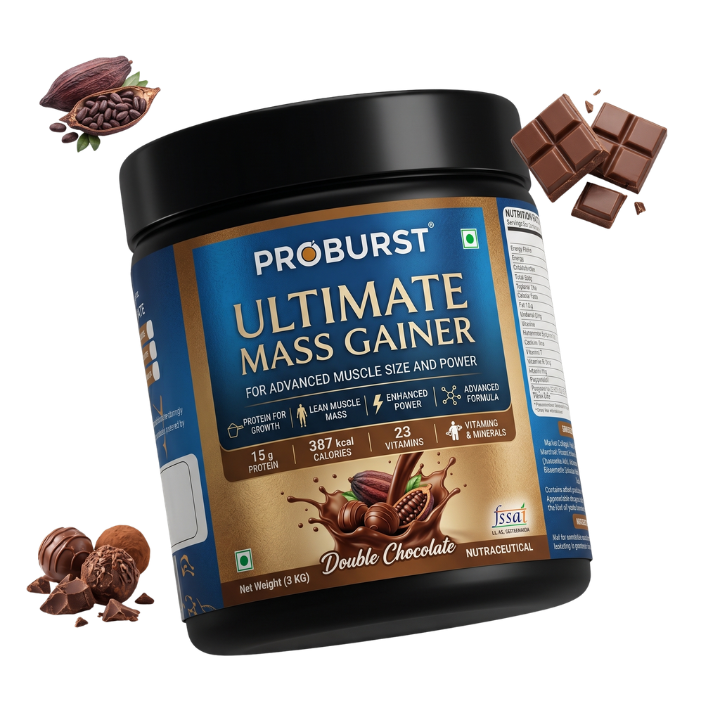 PROBURST Ultimate Mass Gainer Weight Gain Powder, chocolate flavor + Gym vest free