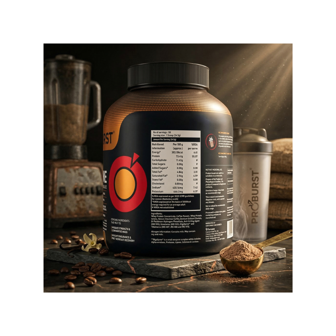 PROBURST Whey Supreme Protein, Coffee Flavour, 2 kg + Gym Vest