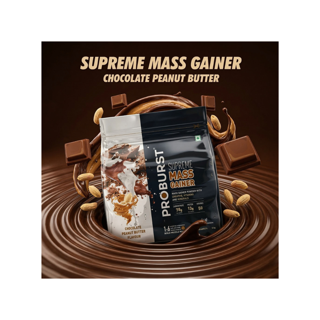 PROBURST Supreme mass gainer powder, Chocolate Peanut Butter flavour + Gym Vest Free