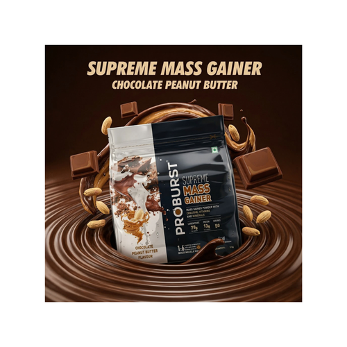 PROBURST Supreme mass gainer powder, Chocolate Peanut Butter flavour + Gym Vest Free